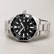 Tag Heuer Aquaracer Quartz Black Dial Silver Steel Strap Watch for Men - WAY101A.BA0746