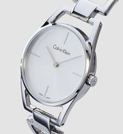 Calvin Klein Dainty Silver Dial Silver Steel Strap Watch for Women - K7L23146
