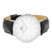 Daniel Wellington Classic Reading White Dial Black Leather Strap Watch For Men - DW00100028