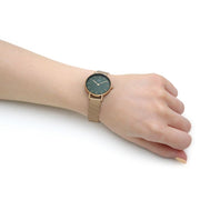 Daniel Wellington Petite Emerald Green Dial Gold Mesh Strap Watch For Women - DW00100479