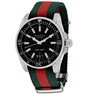 Gucci Dive Black Dial Two Tone NATO Strap Watch For Men - YA136206