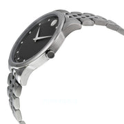 Movado Museum Diamonds Black Dial Silver Steel Strap Watch For Men - 606878
