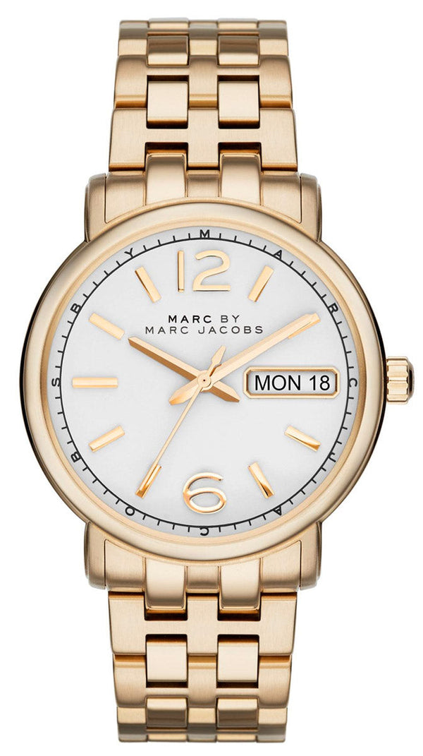 Marc Jacobs Fergus White Dial Gold Steel Strap Watch for Women - MBM8647