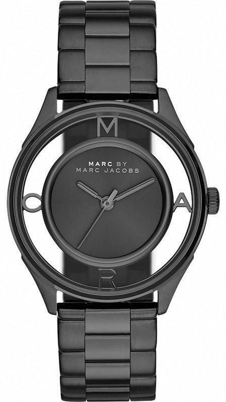 Marc Jacobs Tether Transparent Black Dial Black Steel Strap Watch for Women - MBM3419