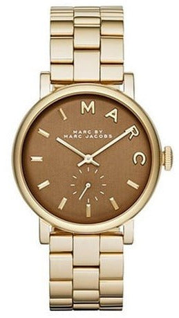 Marc Jacobs Baker Brown Dial Gold Steel Strap Watch for Women - MBM8631