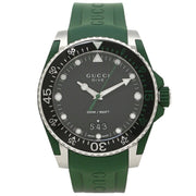 Gucci Dive Black Dial Green Rubber Strap Watch For Men - YA136310
