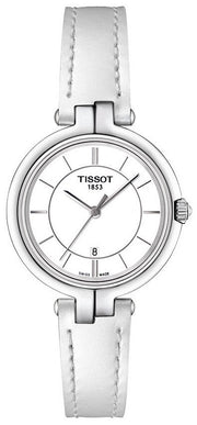 Tissot T Lady Flamingo White Dial White Leather Strap Watch For Women - T094.210.16.011.00