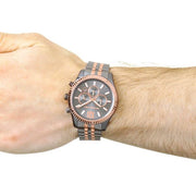 Michael Kors Lexington Chronograph Black Dial Two Tone Steel Strap Watch for Men - MK8561
