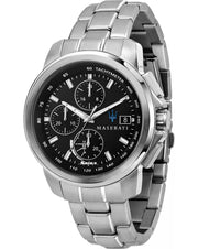 Maserati Successo Solar Edition Black Dial Silver Steel Strap Watch For Men - R8873645003