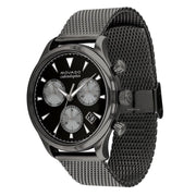 Movado Heritage Calendoplan Chronograph Black Dial Grey Mesh Strap Watch for Men - 3650100