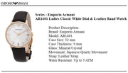 Emporio Armani Classic Quartz Mother of Pearl Dial Brown Leather Strap Watch For Women - AR1601