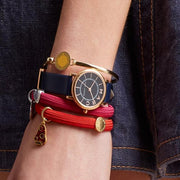 Marc Jacobs Roxy Navy Blue Dial Navy Blue Leather Strap Watch for Women - MJ1539
