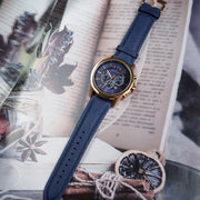 Armani Exchange Banks Chronograph Blue Dial Blue Leather Strap Watch For Men - AX1723
