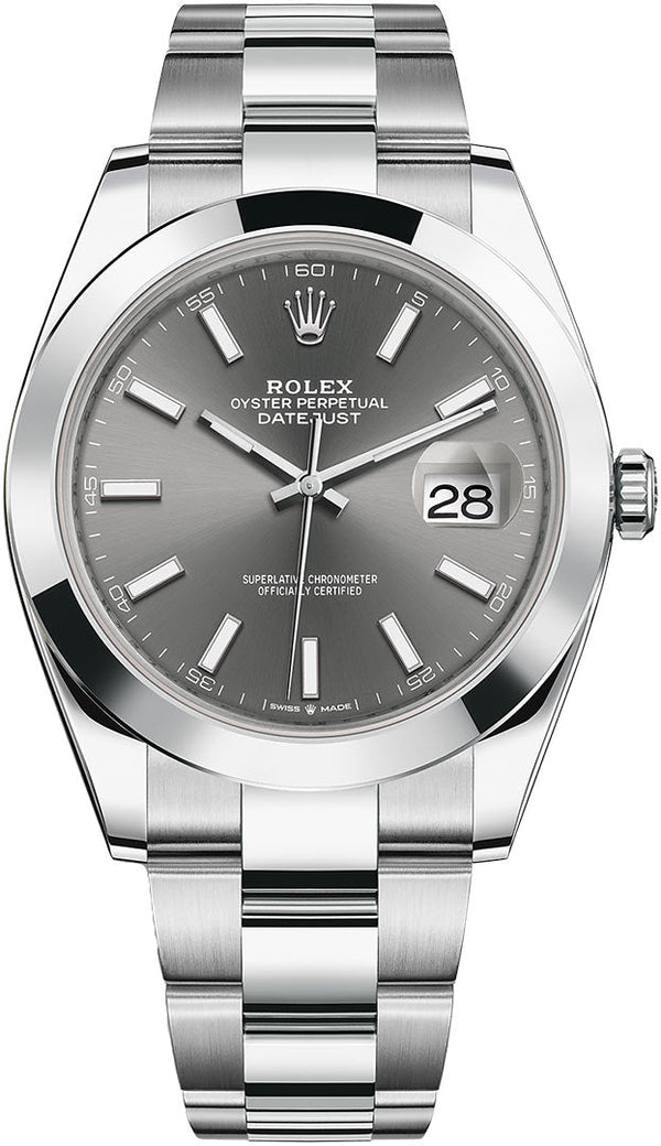 Rolex Datejust 41 Oyster Grey Dial Oystersteel Strap Watch for Men - M126300-0007