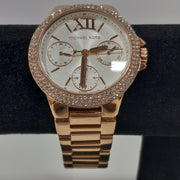 Michael Kors Camille Multifunction White Dial Rose Gold Steel Strap Watch For Women - MK6845