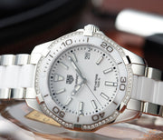 Tag Heuer Aquaracer Diamonds White Dial Two Tone Steel Strap Watch for Women - WAY131H.BA0914