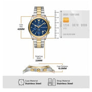 Emporio Armani Paolo Chronograph Blue Dial Two Tone Steel Strap Watch For Men - AR11579
