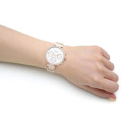 Hugo Boss Flawless Chronograph Silver Dial Rose Gold Steel Strap Watch for Women -1502531