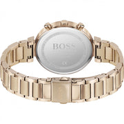 Hugo Boss Flawless Chronograph Silver Dial Rose Gold Steel Strap Watch for Women -1502531