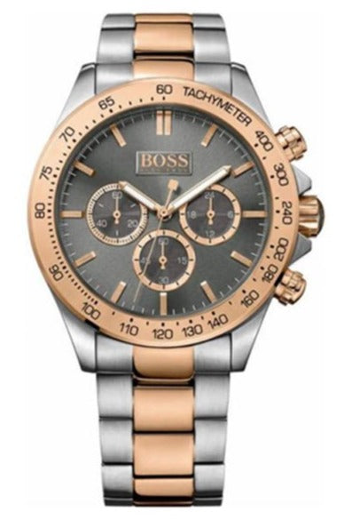 Hugo Boss Ikon Chronograph Grey Dial Two Tone Steel Strap Watch for Men - 1513339