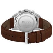 Hugo Boss Skymaster Chronograph Grey Dial Brown Leather Strap Watch for Men - 1513787