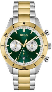 Hugo Boss Santiago Chronograph Green Dial Two Tone Steel Strap Watch for Men - 1513872