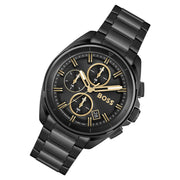 Hugo Boss Volane Chronograph Black Dial Black Steel Strap Watch for Men - 1513950