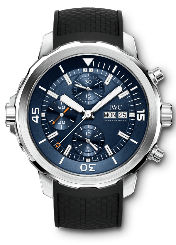 IWC Aquatimer Automatic Chronograph 44mm Blue Dial Black Rubber Strap Watch for Men - IW376805