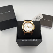 Marc Jacobs Baby Dave Gold Dial Black Leather Strap Watch for Women - MBM1264