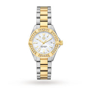 Tag Heuer Aquaracer Diamonds Mother of Pearl Dial Two Tone Steel Strap Watch for Women - WBD1421.BB0321