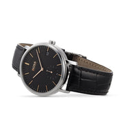 Hugo Boss Corporal Black Dial Black Leather Strap Watch for Men - 1513638
