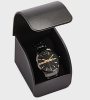 Armani Exchange Hampton Chronograph Black Dial Black Steel Strap Watch For Men - AX2413