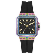 Guess Libra Black Dial Black Silicone Strap Watch For Women - GW0618L3