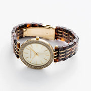 Michael Kors Darci Gold Dial Brown Two Tone Steel Strap Watch for Women - MK4326