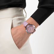 Swarovski Octea Lux Chrono Purple Dial Purple Leather Strap Watch for Women - 56322638