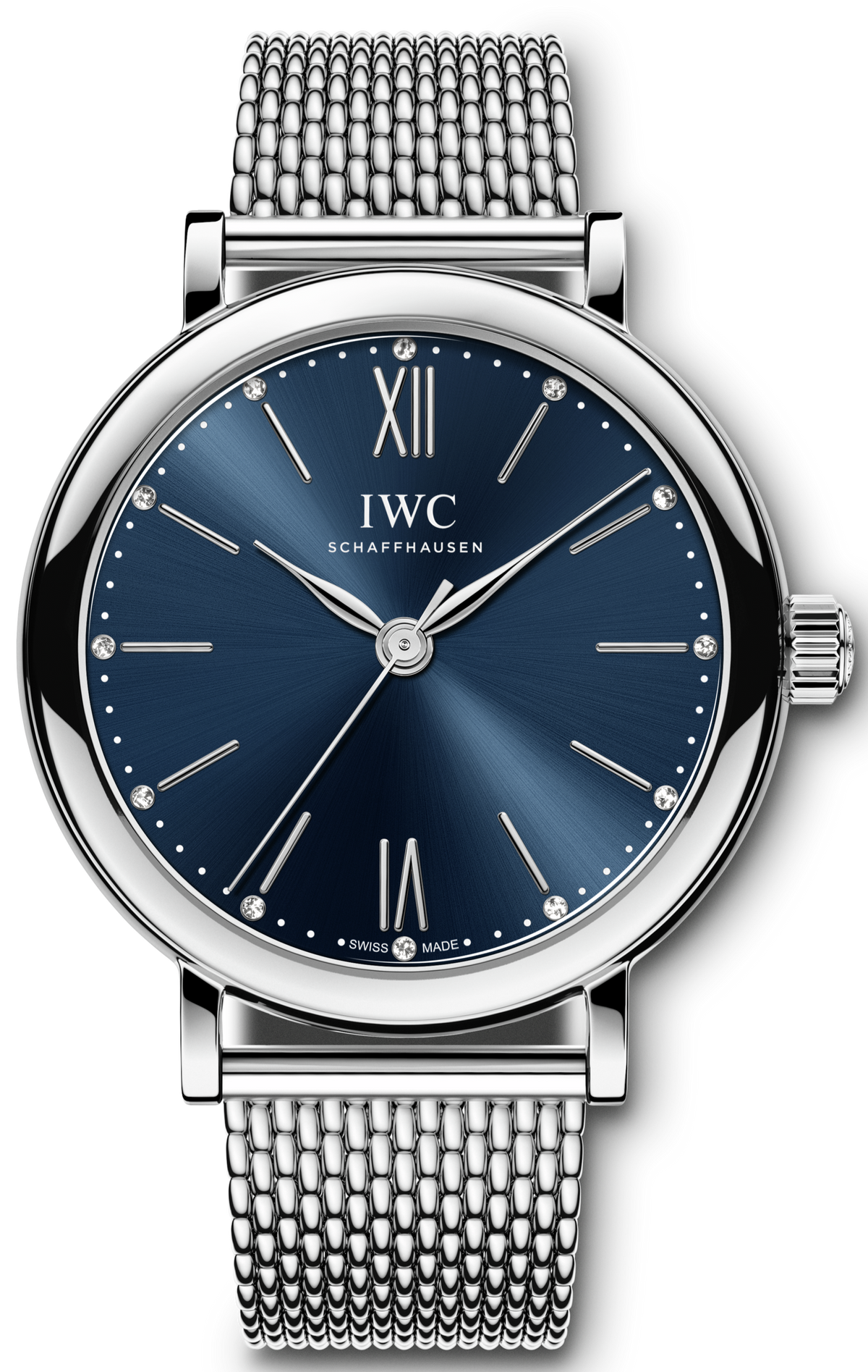 IWC Portofino Automatic Blue Dial Silver Mesh Bracelet Watch for Women - IW357404