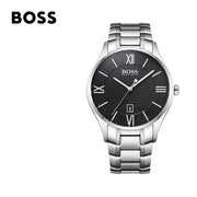 Hugo Boss Governer Black Dial Silver Steel Strap Watch for Men - 1513488