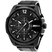 Diesel Mega Chief Chronograph Black Dial Black Steel Strap Watch For Men - DZ4283