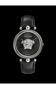 Versace Palazzo Empire Black Dial Black Leather Strap Watch for Women - VCO060017