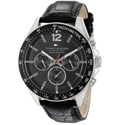 Tommy Hilfiger Luke Quartz Black Dial Black Leather Strap Watch for Men - 1791117