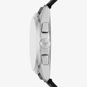 Emporio Armani Claudio Chronograph Black Dial Black Leather Strap Watch For Men - AR11542
