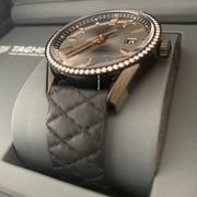 Tag Heuer Carrera Diamonds Anthracite Black Dial Black Leather Strap Watch for Women - WAR1115.FC6392