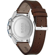 Hugo Boss Allure Chronograph Blue Dial Brown Leather Strap Watch for Men - 1513921