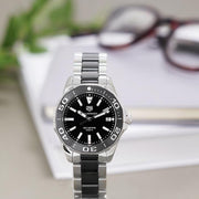 Tag Heuer Aquaracer Quartz Black Dial Two Tone Steel Strap Watch for Men - WAY131A.BA0913