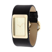 Marc Jacobs Champagne Dial Black Leather Strap Watch for Women - MBM2047