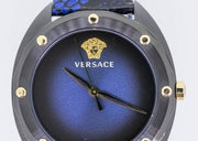 Versace Shadov Quartz Black Dial Blue Leather Strap Watch for Men - VEBM00418