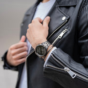 Daniel Wellington Iconic Chronograph Black Dial Black Steel Strap Watch For Men - DW00100642