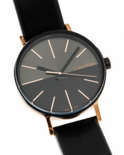 Calvin Klein Boost Black Dial Black Leather Strap Watch for Men - K7Y21TCZ