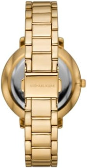 Michael Kors Tibby Multifunction Analog Black Dial Gold Steel Strap Watch for Women - MK4684