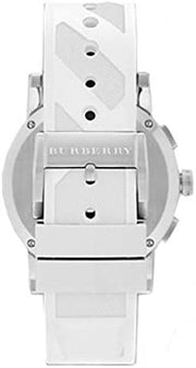 Burberry The City Chronograph Silver Dial White Rubber Strap Watch for Men - BU9810